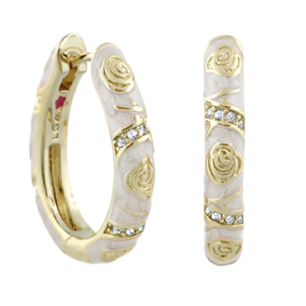 Lauren G Adams 18k Gold And Enamel Fiesta Hoop Earrings - Roses & Thorns